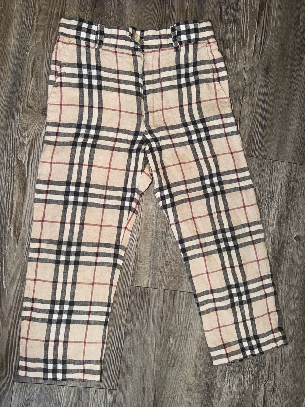 Authentic 100% linen Burberry Plaid kids’ Pants